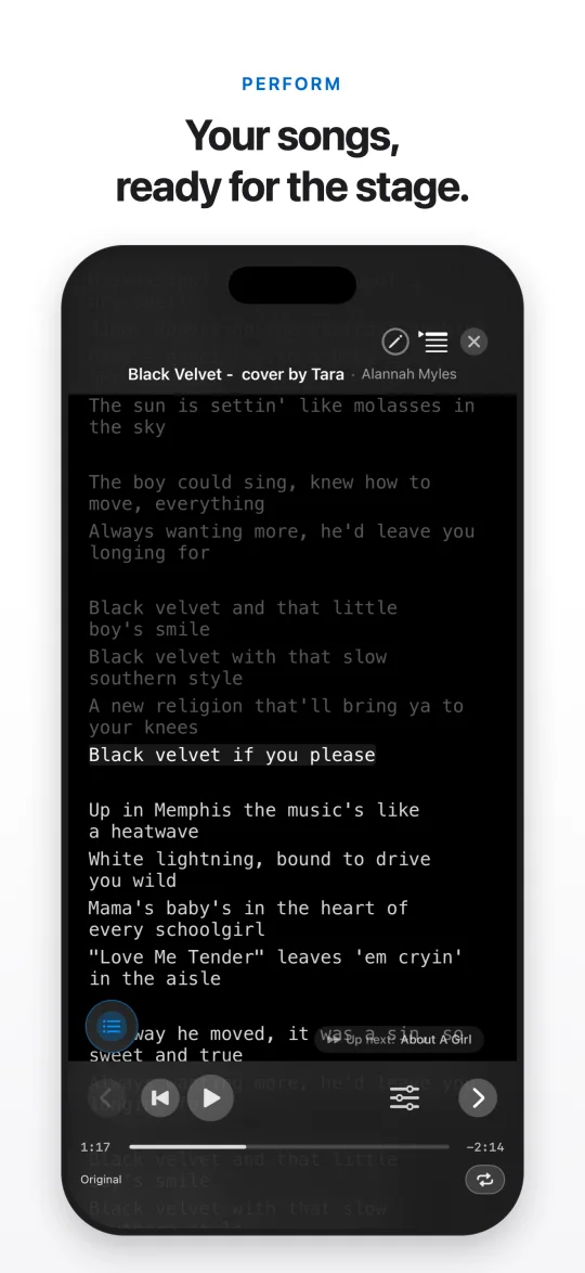 Perform — your songs, ready for the stage